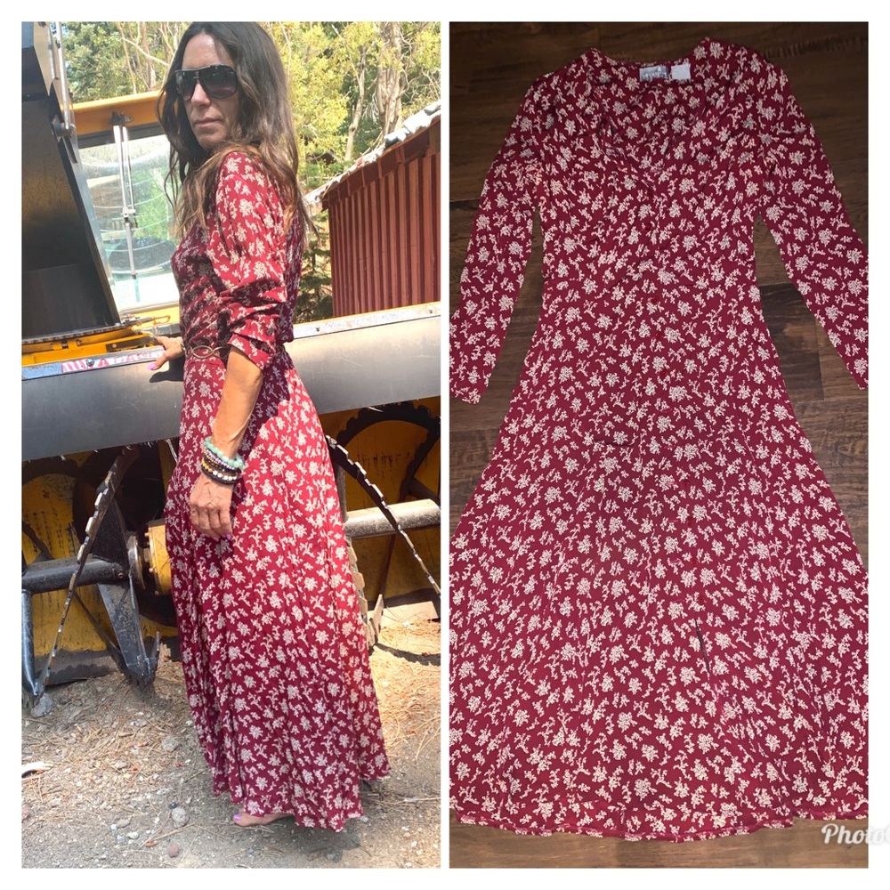 Vintage 80s Liz Claiborne maxi dress peasant